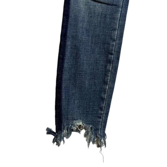 Pistola Audrey Side Stripe Distressed Skinny Blue Jeans High Rise Frayed Hem 24 - Picture 6 of 16